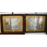 TREVOR HADDON, RBA: Venetian scene, watercolour and its companion, both in gilt frames