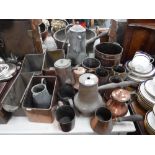 A COLLECTION OF 19TH CENTURY COPPER TANKARDS, vessels, containers and similar metalware