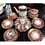 A ROYAL CROWN DERBY TEASET (complete for 12) including cream jug and sugar bowl and a Crown Derby