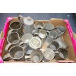 A LARGE COLLECTION OF 18TH CENTURY AND LATER PEWTER TANKARDS and others similar