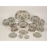 A VICTORIAN "REAL STONE CHINA" DINNER SERVICE, painted and printed in the Chinese style,