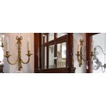 A SET OF THREE NEOCLASSICAL STYLE 'TIED RIBBON' BRASS WALL LIGHT BRACKETS