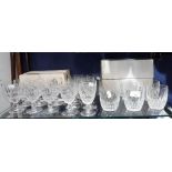 A SET OF SIX CUT-GLASS WHISKY TUMBLERS by Waterford Crystal and a collection of Waterford drinking