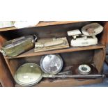 A VICTORIAN BRASS WARMING PAN a barometer and similar items