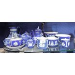 A COLLECTION OF WEDGWOOD BLUE JASPERWARE TEAWARE