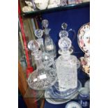 A CUT GLASS SHIPS DECANTER and others similar (6)