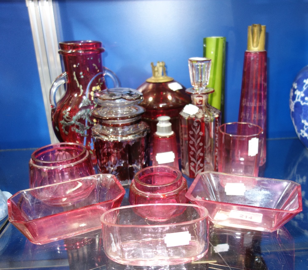 A COLLECTION OF CRANBERRY and similar glassware