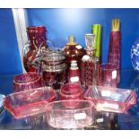 A COLLECTION OF CRANBERRY and similar glassware