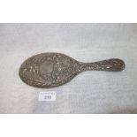 A SILVER HAND MIRROR, with embossed decoration