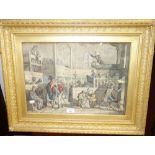 AFTER DAVID ALLEN: 'The Black Stool', watercolour in gilt frame