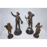 A PAIR OF 19TH CENTURY FRENCH SPELTER FIGURES, "Depart du Mousse" and "Retour du Mousse", 40 cm high