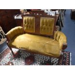 A LATE VICTORIAN WALNUT FRAMED PARLOUR SETTEE 145 cm wide