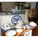 A VICTORIAN TUREEN, a collection of Prattware plates and similar ceramics