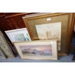 A PAIR OF EDWARDIAN WATERCOLOURS 'Worcester' and 'Peterborough' and other pictures