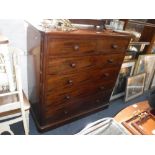 A VICTORIAN FIGURED MAHOGANY CHEST of four long and two short drawers 122 cm wide, 122 cm high