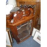 A VICTORIAN ROSEWOOD WORKBOX, a glazed mahogany hanging corner cabinet and a Vintage tie press (3)