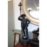 A PAIR OF 19TH CENTURY SPELTER STUDIES OF CONQUISTADORS, 86 cm high (overall)