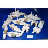 FIRST WORLD WAR INTEREST: A COLLECTION OF CRESTED CHINA, to include "HMS Marlborough, a submarine