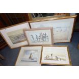 PETER TOMS: 'Close-Hauled', watercolour, a watercolour by Mabel Wickham, other pictures and a gilt