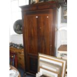 AN EDWARDIAN MAHOGANY WARDROBE, a birch chest of drawers and an occasional table