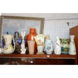 A COLLECTION OF VINTAGE CERAMIC VASES, mainly 1930s-50s including Wadeheath