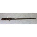 AN ENGLISH BAYONET, numerous indistinct stamps, the blade 41.5 cm long