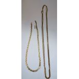 A 9CT YELLOW GOLD NECKLACE and one other tri-colour necklace (2)