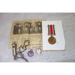 A GEORGE VI SPECIAL CONSTABULARY MEDAL; 'MARSHALL DAVIES', with related newspaper cutting, A.R.P