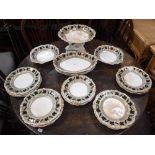 A 19TH CENTURY DESSERT SERVICE with a grey and gilt leaf decorated border