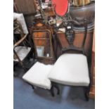 TWO EDWARDIAN PARLOUR CHAIRS and an 18th century style mirror with grained frame