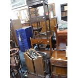 A GEORGE III WASHSTAND (converted to a bijouterie cabinet), triple dressing mirror and other small