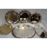 A COLLECTION OF SILVER PLATED SERVING DISHES