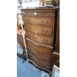 A REPRODUCTION MAHOGANY CHEST ON CHEST, 66 cms wide