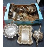 A SILVER PLATED ROCOCO BASKET and a collection of similar silver plate