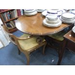 A REPRODUCTION REGENCY STYLE DINING SUITE, comprising dining table and six rope-back chairs