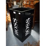 HUGO BOSS; A BLACK PERSPEX DISPLAY BOX, 51 cm high