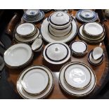 A COLLECTION OF SPODE "KNIGHTSBRIDGE" DINNER WARE and similar blue and gilt banded dinnerware