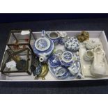 A CHILD'S DOLLS HOUSE TEASET and a collection of sundries