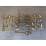 A COLLECTION OF SILVER TEASPOONS AND MUSTARD SPOONS, approx. 7oz