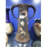 AN EARLY 20TH CENTURY BRETBY VASE, with a hammered copper effect, from the "Clanta" range, 29 cm