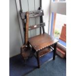 A VICTORIAN OAK METAMORPHIC LIBRARY CHAIR, converting to steps, with chamfered decoration, and a