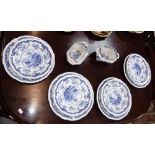 A 19TH CENTURY BLUE AND WHITE PART DINNER SERVICE, marked "Chinese Marine Opaque China" to the base