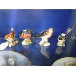 BESWICK; FOUR STUDIES OF BIRDS, Wren, Grey Wagtail and two others