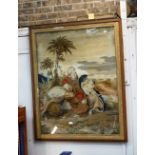 A LARGE VICTORIAN NEEDLEWORK depicting "The flight into Egypt", 127 cm high