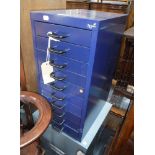 A TWO DRAWER METAL FILING CABINET and a small blue filing cabinet (2)