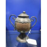 A COCONUT AND SILVER PLATED MOUNTED TROPHY CUP