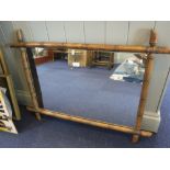 A 19TH CENTURY FRENCH SIMULATED BAMBOO FRAMED MIRROR, 94 cms x 72 cms