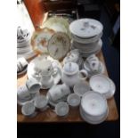 A COLLECTION OF ROYAL DOULTON "MORNING STAR" TEAWARE and "Tumbling Leaves" dinner and coffee ware