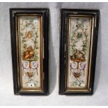 A PAIR OF 19TH CENTURY CONTINENTAL CERAMIC PLAQUES, each hand painted with a still life, 52 cm