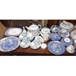 A COLLECTION OF WEDGWOOD "CLEMENTINE" TEAWARE, blue and white and similar ceramics